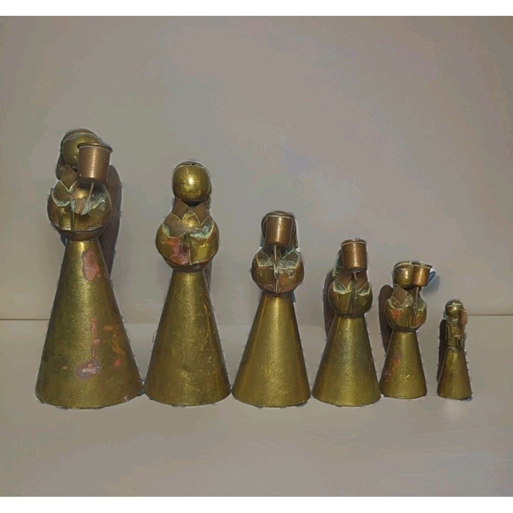 Vintage Brass and Copper Angel Candle Holders‎ Holiday 6 Angels